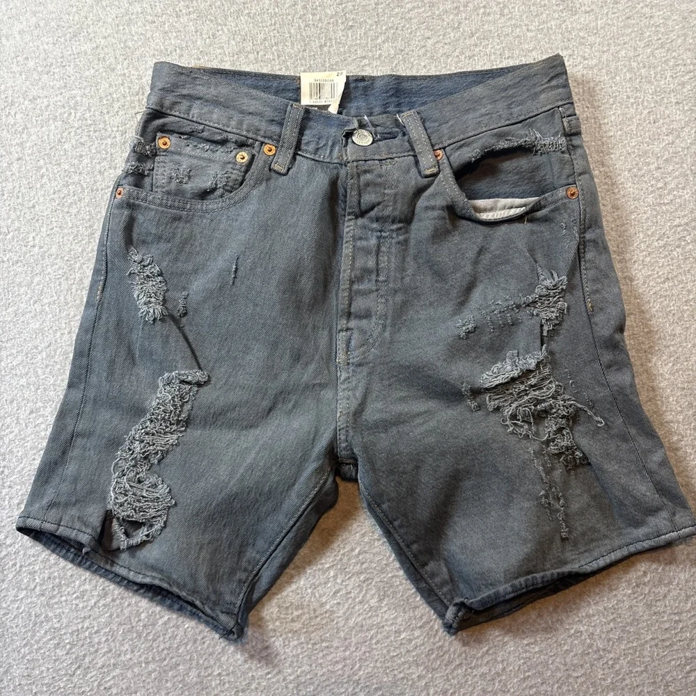 Levi's 501 Denim Stretch Sz 28 Men's Shorts Grunge Buttonfly Distressed Holes